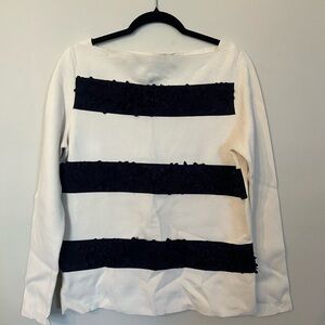 Tory Burch White and Black Long Sleeve Top